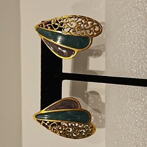 NEWPRO Enamel & Goldtone Pierced Earrings